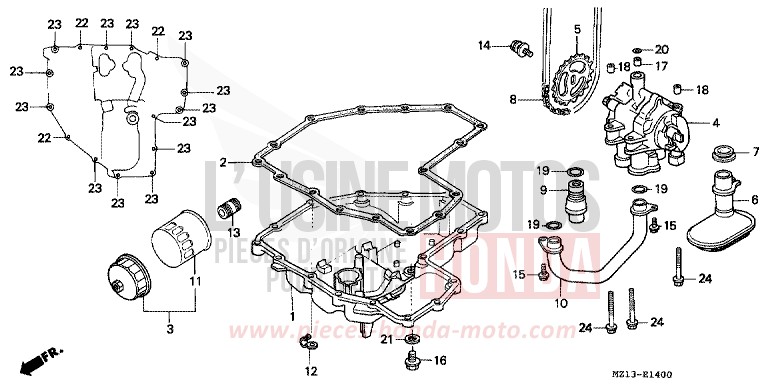 OIL PAN/OIL PUMP for CB1000F "Big One" BLACK (NH1E) from 1994